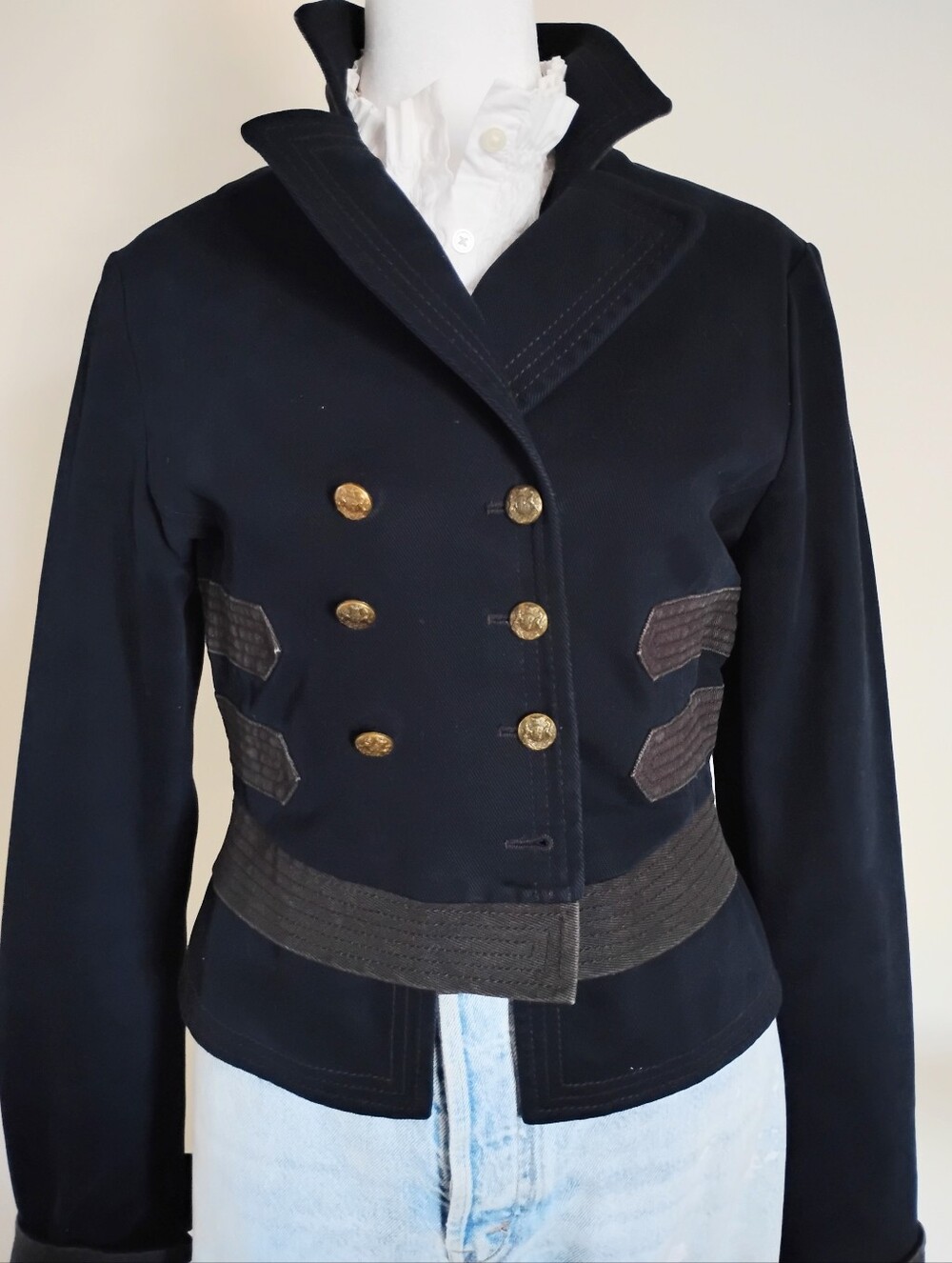 Polo Ralph Lauren Cotton Jacket Navy Blue Gray Classic Military Size Medium